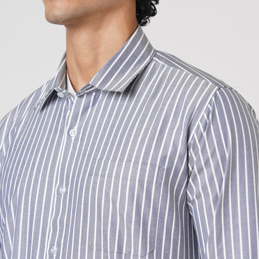 DARK GRAY BUTCHER'S STRIPE OXFORD SHIRT