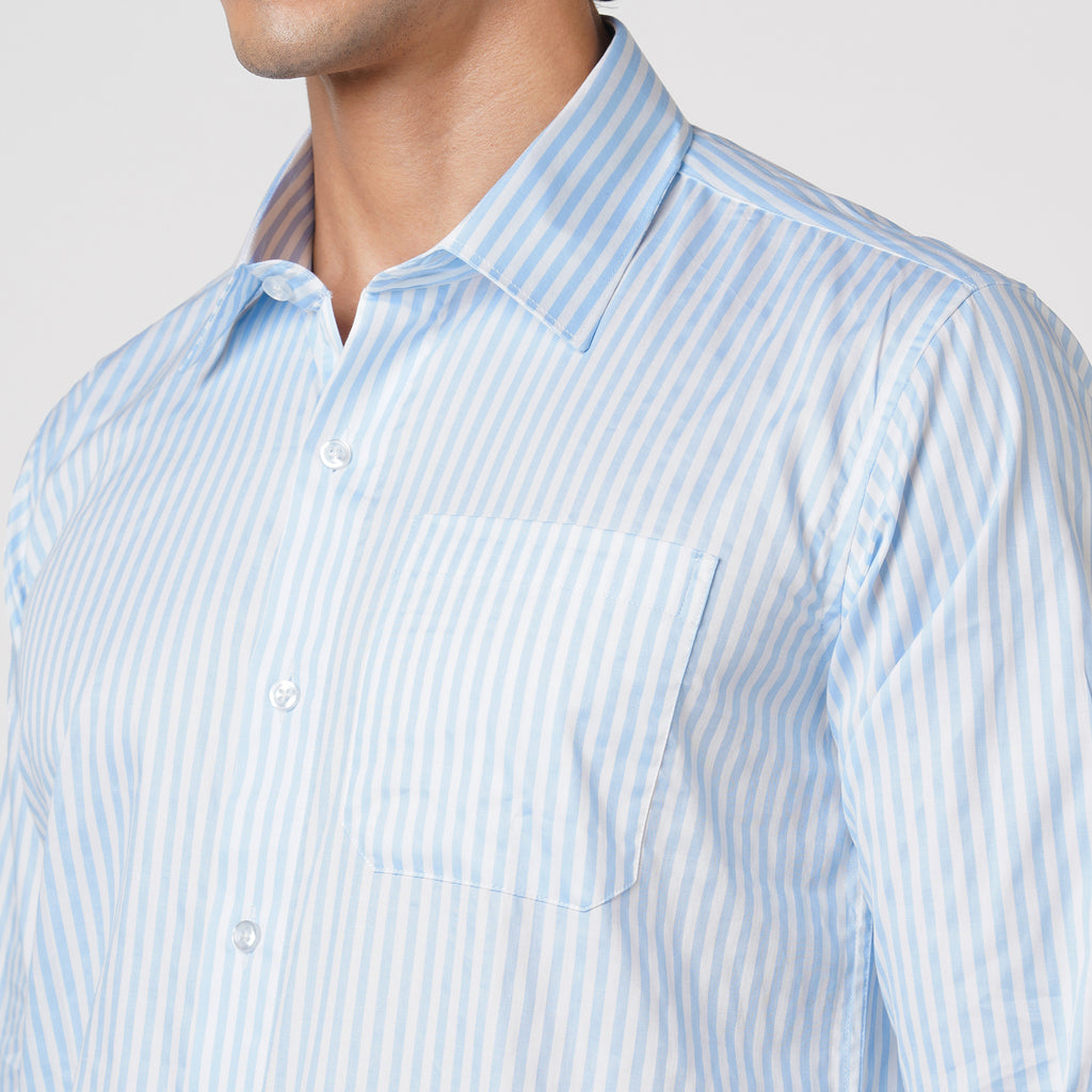 SKY BLUE & WHITE CANDY STRIPE SHIRT