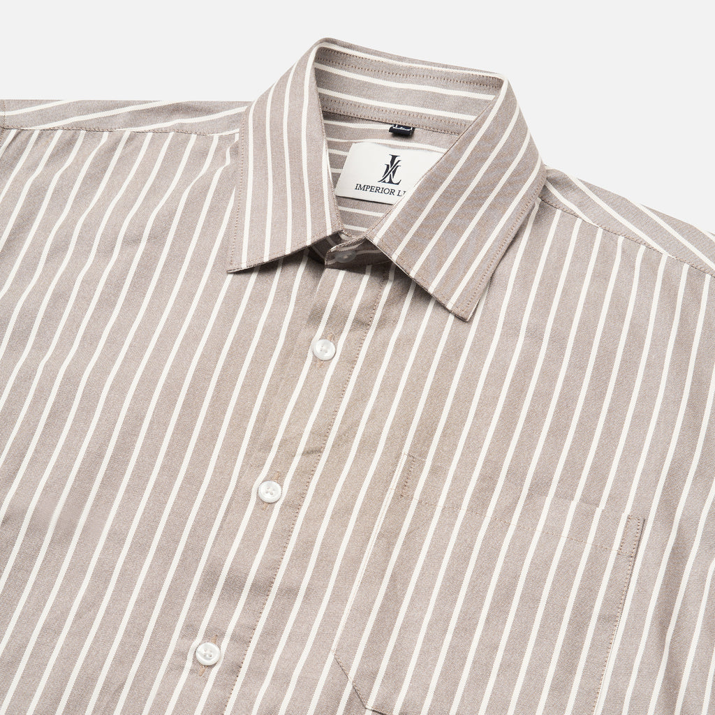 SOFT BROWN BUTCHER'S STRIPE OXFORD SHIRT
