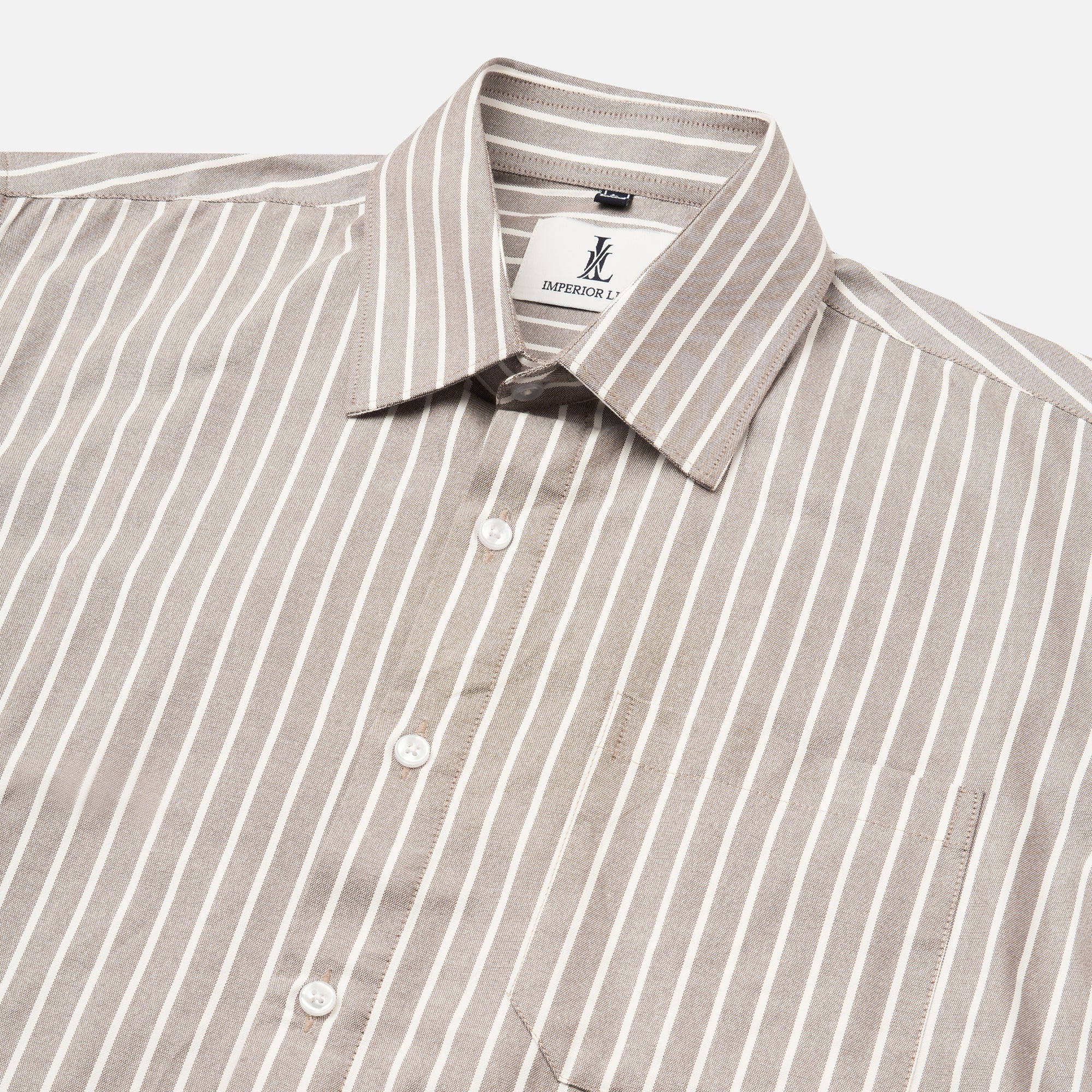 SOFT BROWN BUTCHER'S STRIPE OXFORD SHIRT