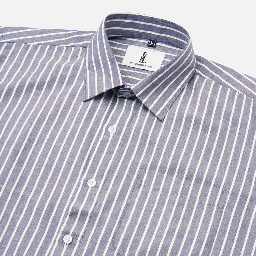 DARK GRAY BUTCHER'S STRIPE OXFORD SHIRT