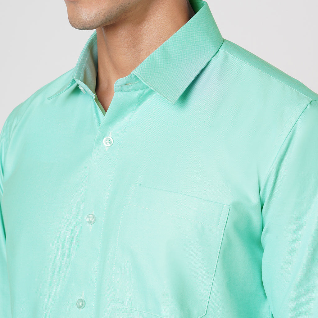 MID-SPRING GREEN SOLID OXFORD SHIRT