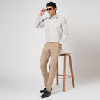 BROWN & WHITE CANDY STRIPE OXFORD SHIRT