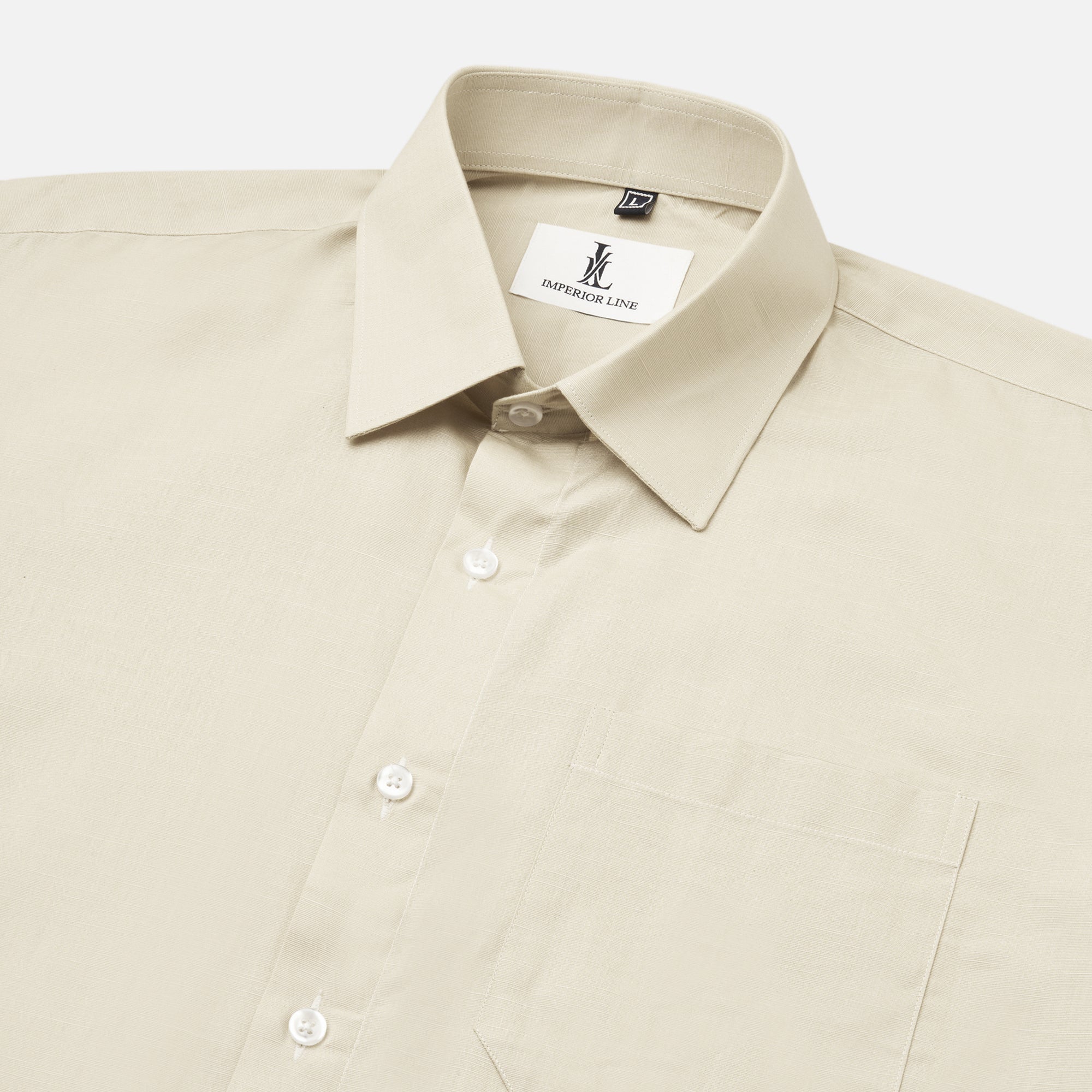 LIGHT KHAKI SLUB PATTERN SOLID SHIRT