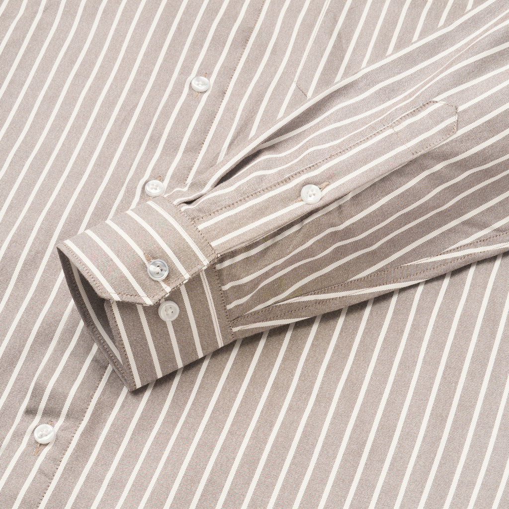 SOFT BROWN BUTCHER'S STRIPE OXFORD SHIRT