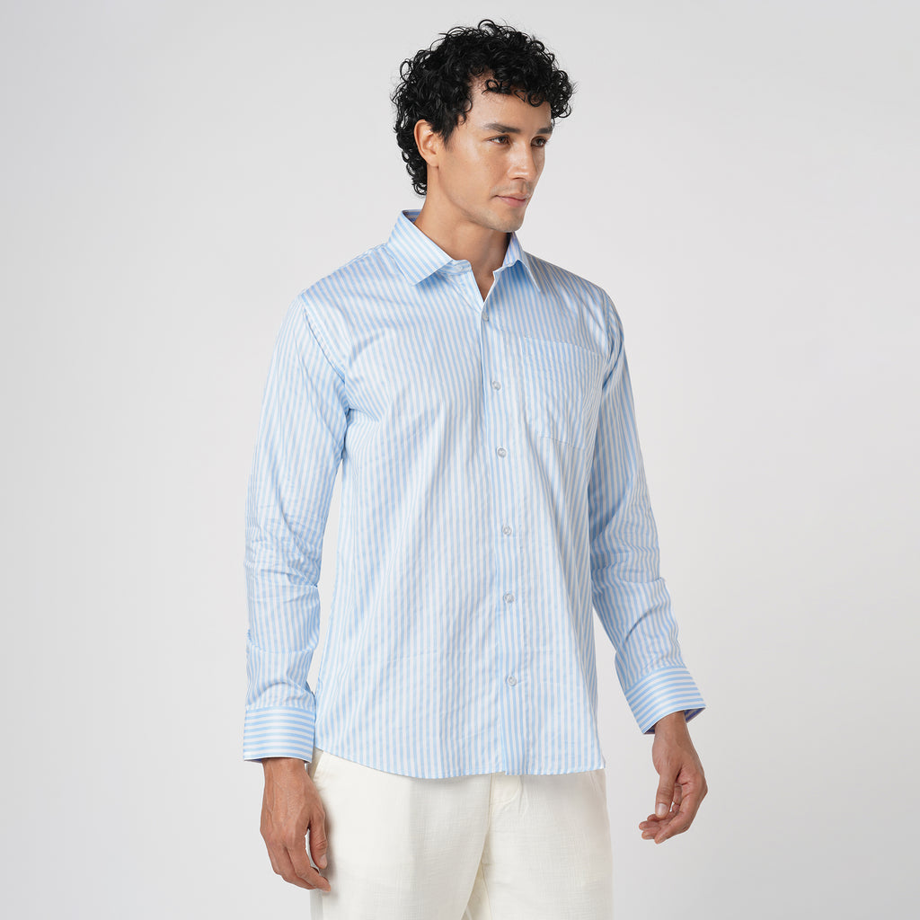 SKY BLUE & WHITE CANDY STRIPE SHIRT