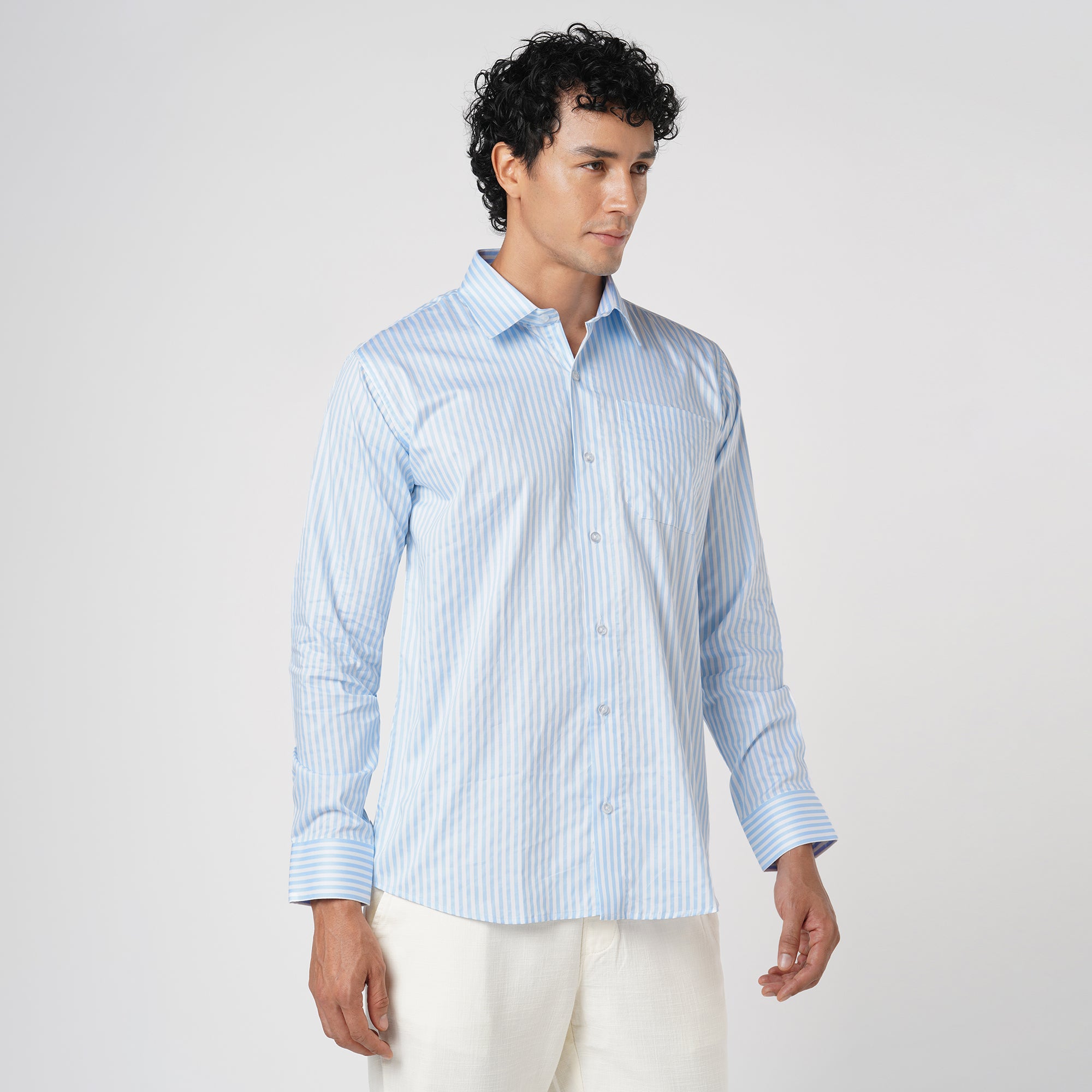 SKY BLUE & WHITE CANDY STRIPE SHIRT