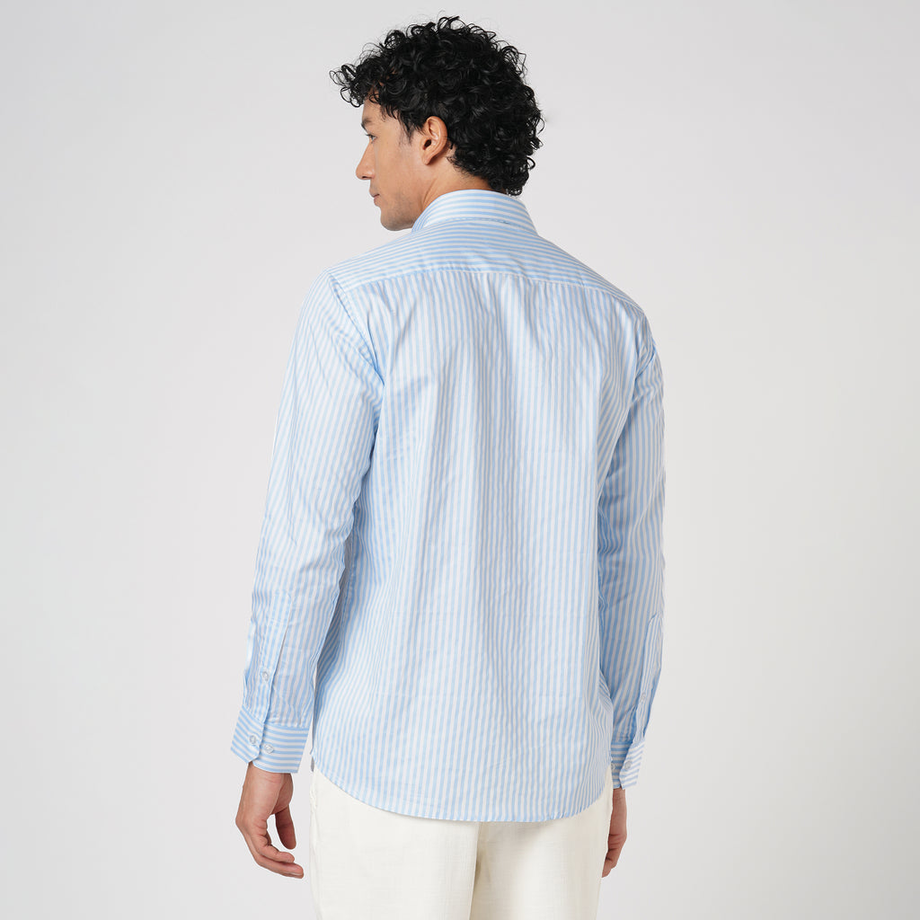 SKY BLUE & WHITE CANDY STRIPE SHIRT
