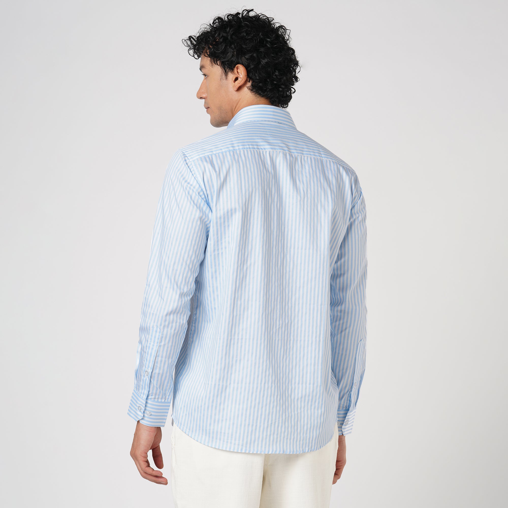 SKY BLUE & WHITE CANDY STRIPE SHIRT