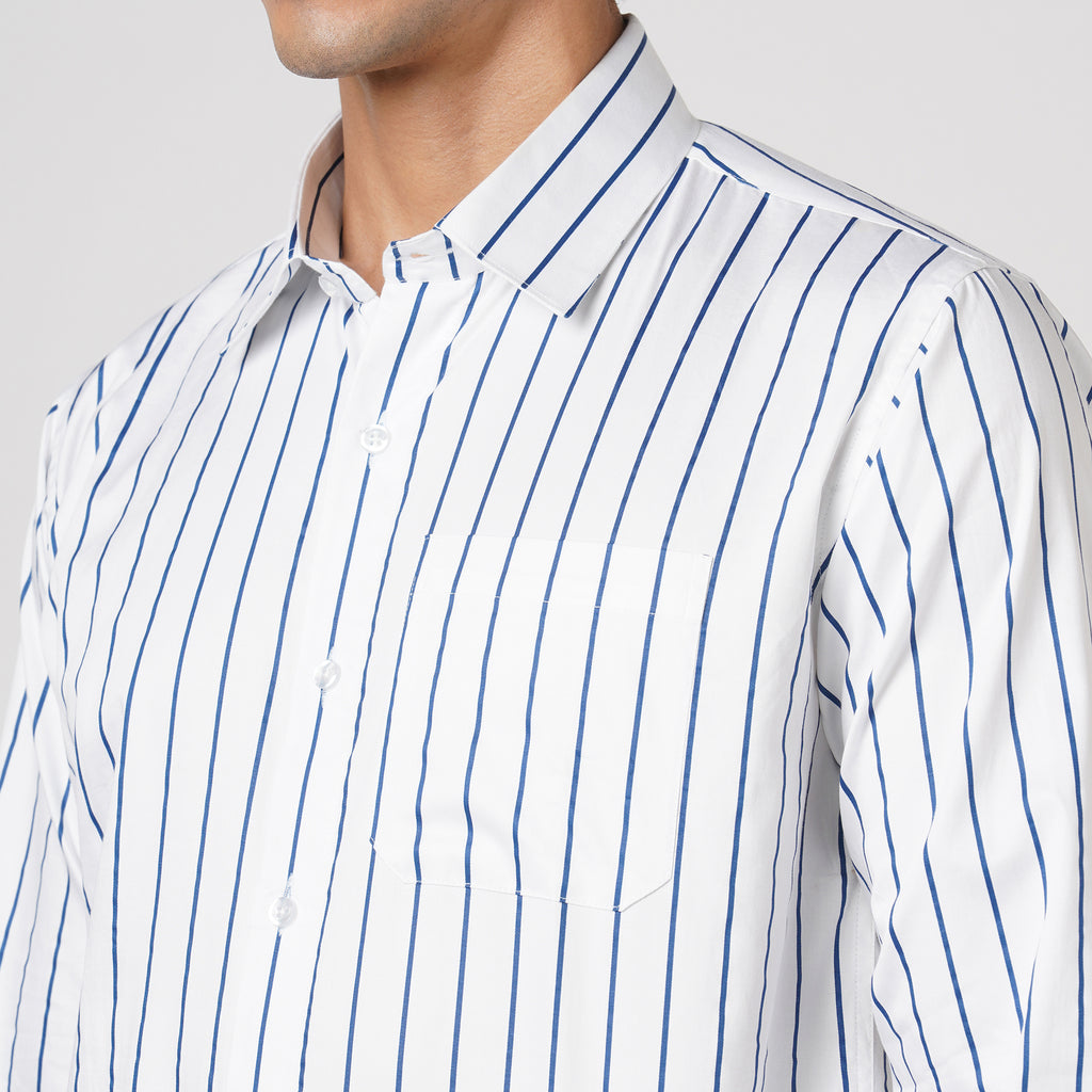 ROYAL BLUE & WHITE PIN STRIPE SHIRT