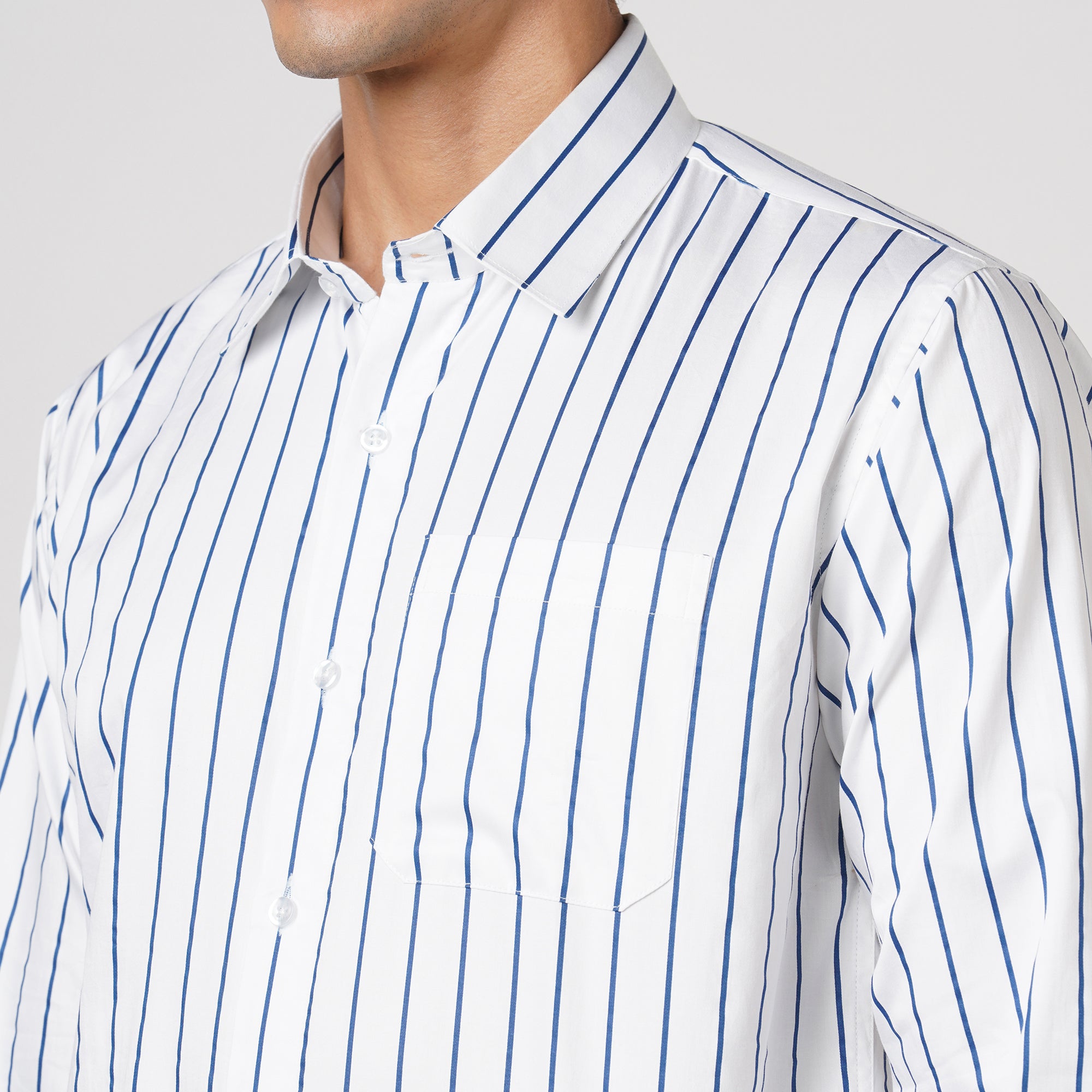 ROYAL BLUE & WHITE PIN STRIPE SHIRT