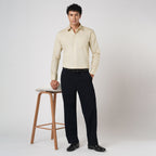 LIGHT KHAKI SLUB PATTERN SOLID SHIRT