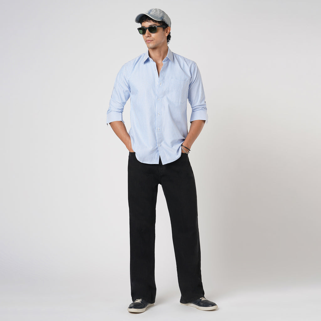 BLUE & WHITE BENGAL STRIPE OXFORD SHIRT