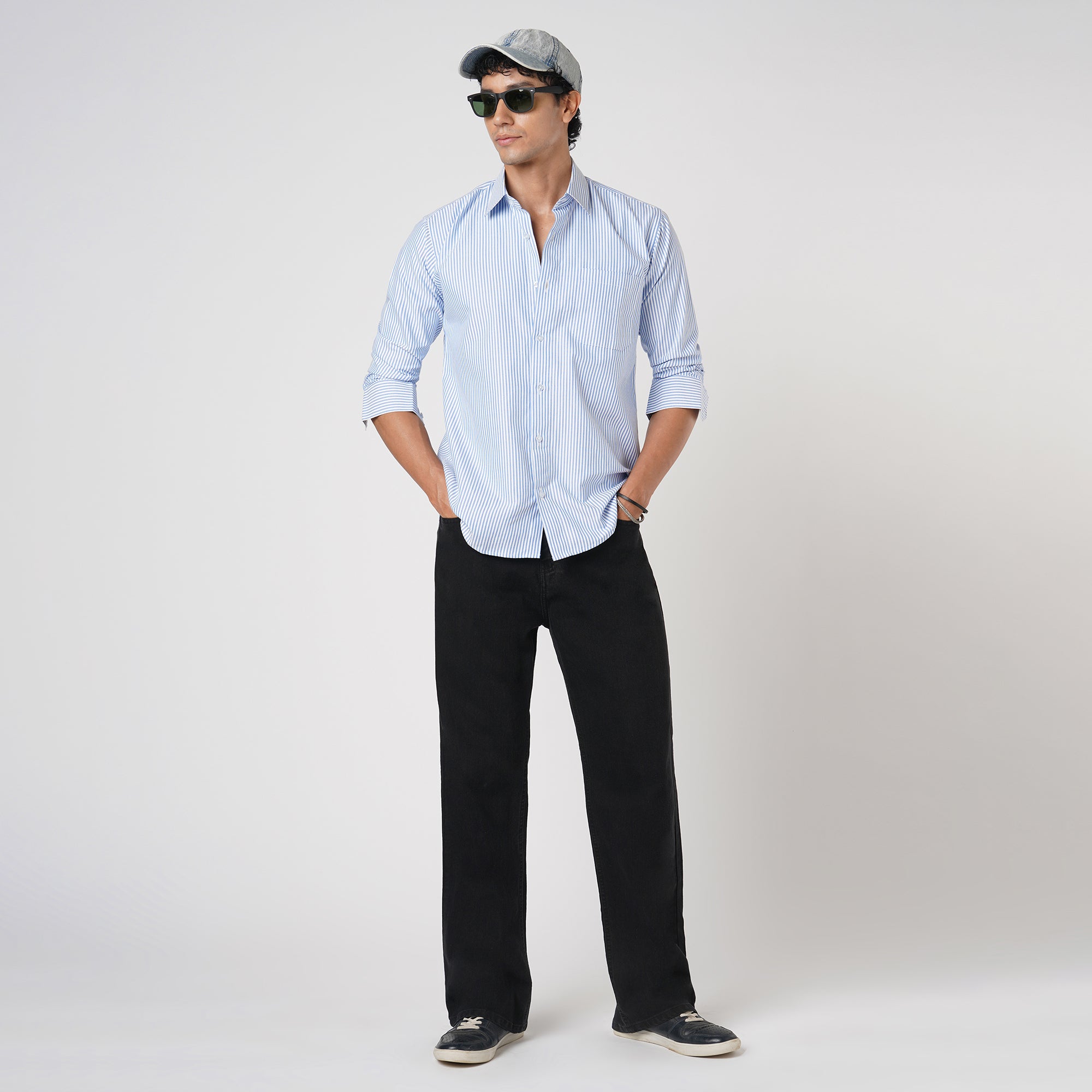 BLUE & WHITE BENGAL STRIPE OXFORD SHIRT