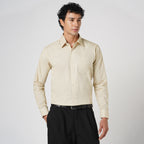 LIGHT KHAKI SLUB PATTERN SOLID SHIRT