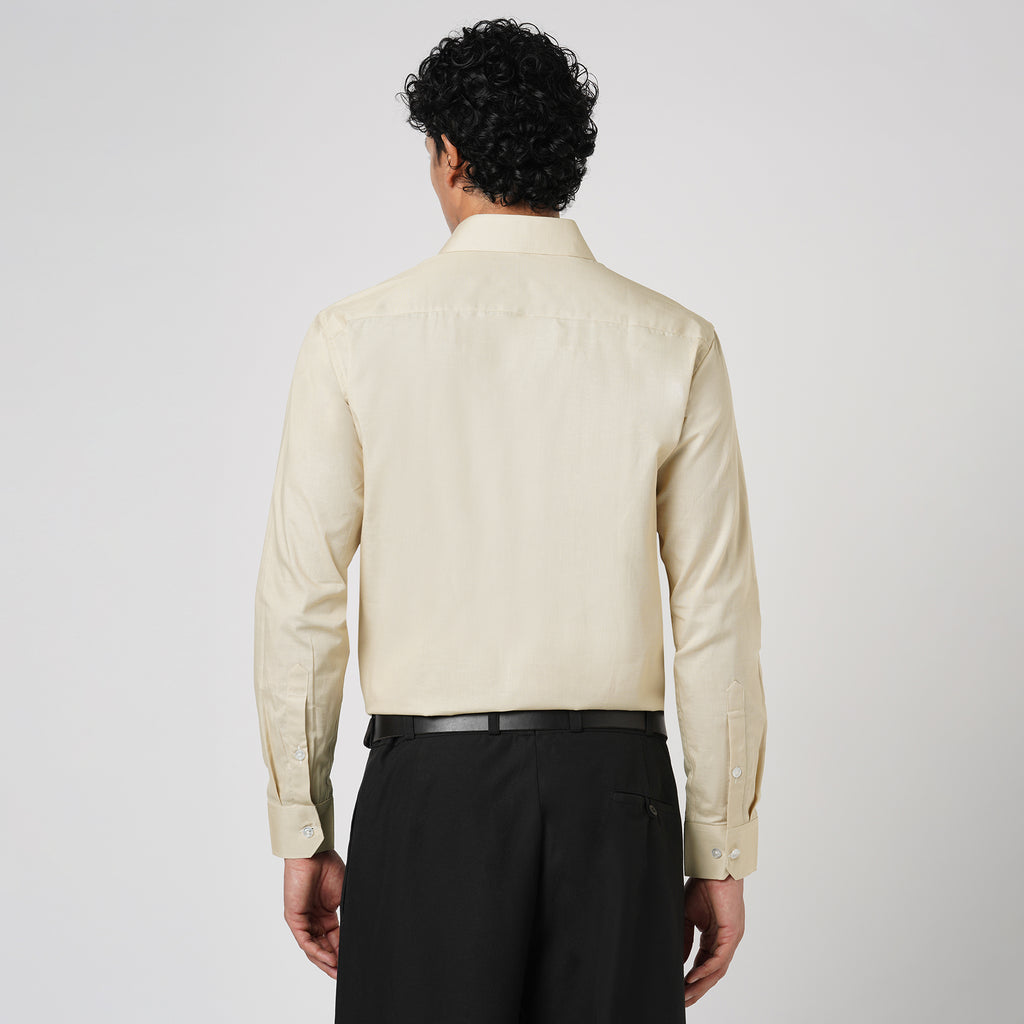 LIGHT KHAKI SLUB PATTERN SOLID SHIRT
