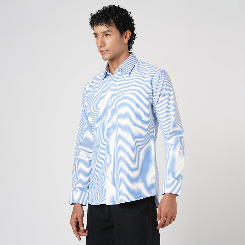 BLUE & WHITE BENGAL STRIPE OXFORD SHIRT