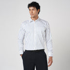 ROYAL BLUE & WHITE PIN STRIPE SHIRT
