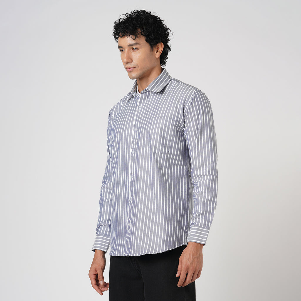 DARK GRAY BUTCHER'S STRIPE OXFORD SHIRT