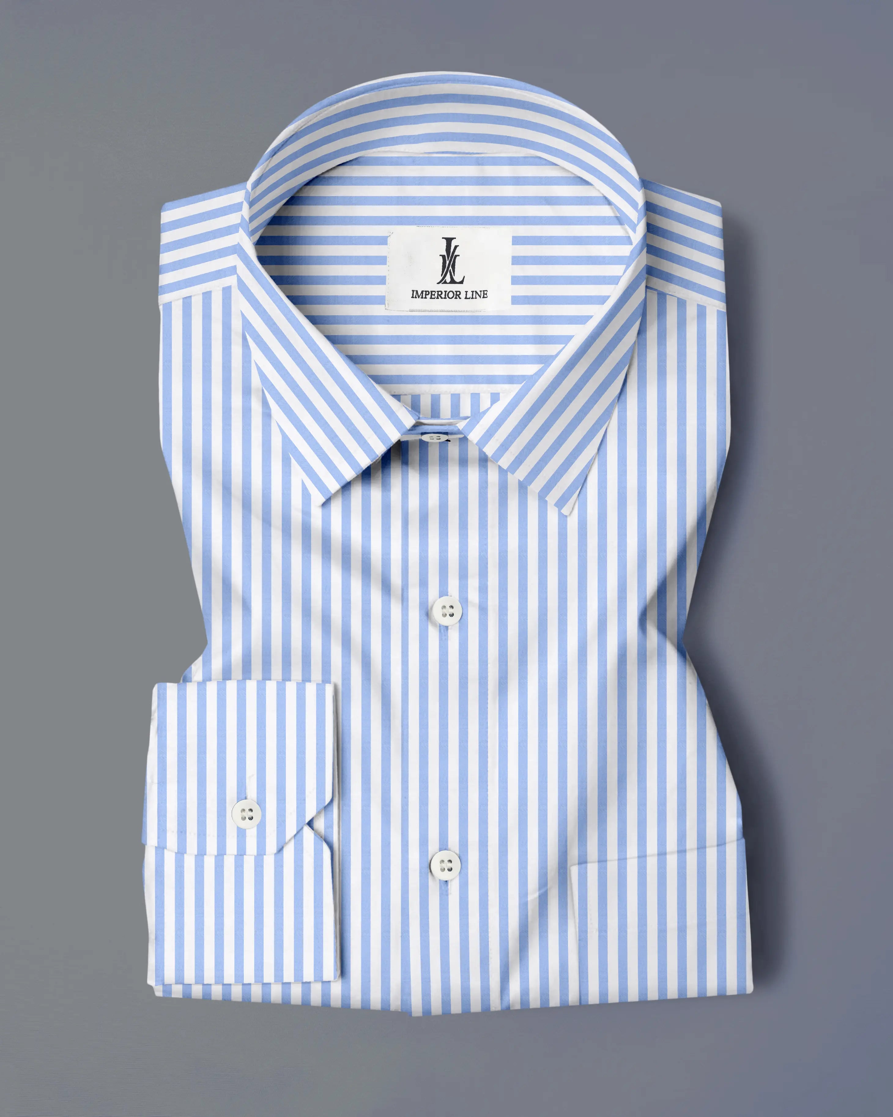 SKY BLUE & WHITE CANDY STRIPE SHIRT