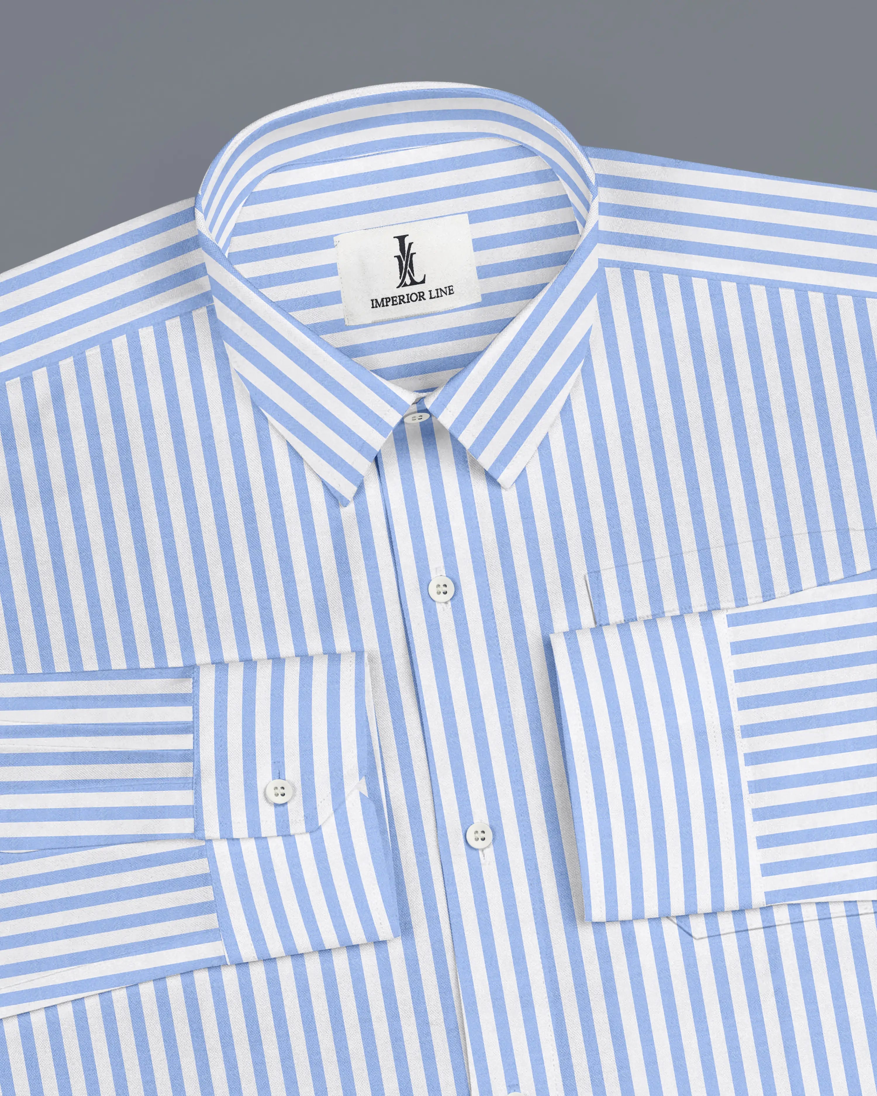 SKY BLUE & WHITE CANDY STRIPE SHIRT