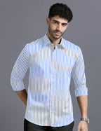 SKY BLUE & WHITE CANDY STRIPE SHIRT