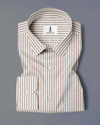 BROWN & WHITE CANDY STRIPE OXFORD SHIRT