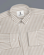 BROWN & WHITE CANDY STRIPE OXFORD SHIRT