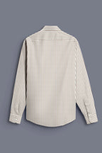 BROWN & WHITE CANDY STRIPE OXFORD SHIRT