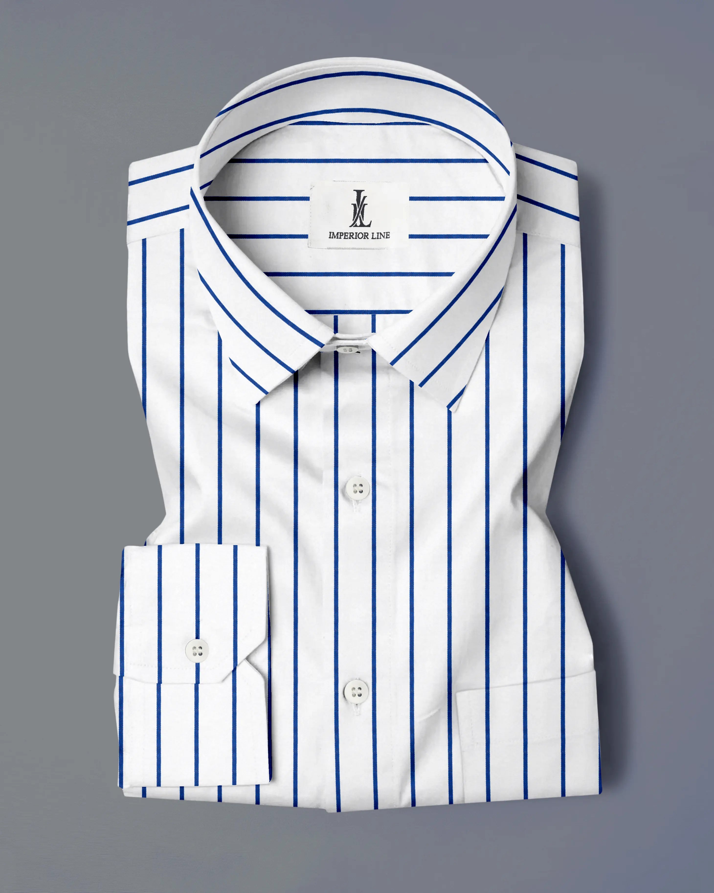 ROYAL BLUE & WHITE PIN STRIPE SHIRT