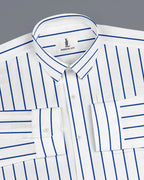 ROYAL BLUE & WHITE PIN STRIPE SHIRT