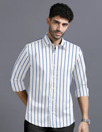 ROYAL BLUE & WHITE PIN STRIPE SHIRT