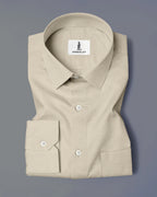 KHAKI SLUB PATTERN SOLID SHIRT