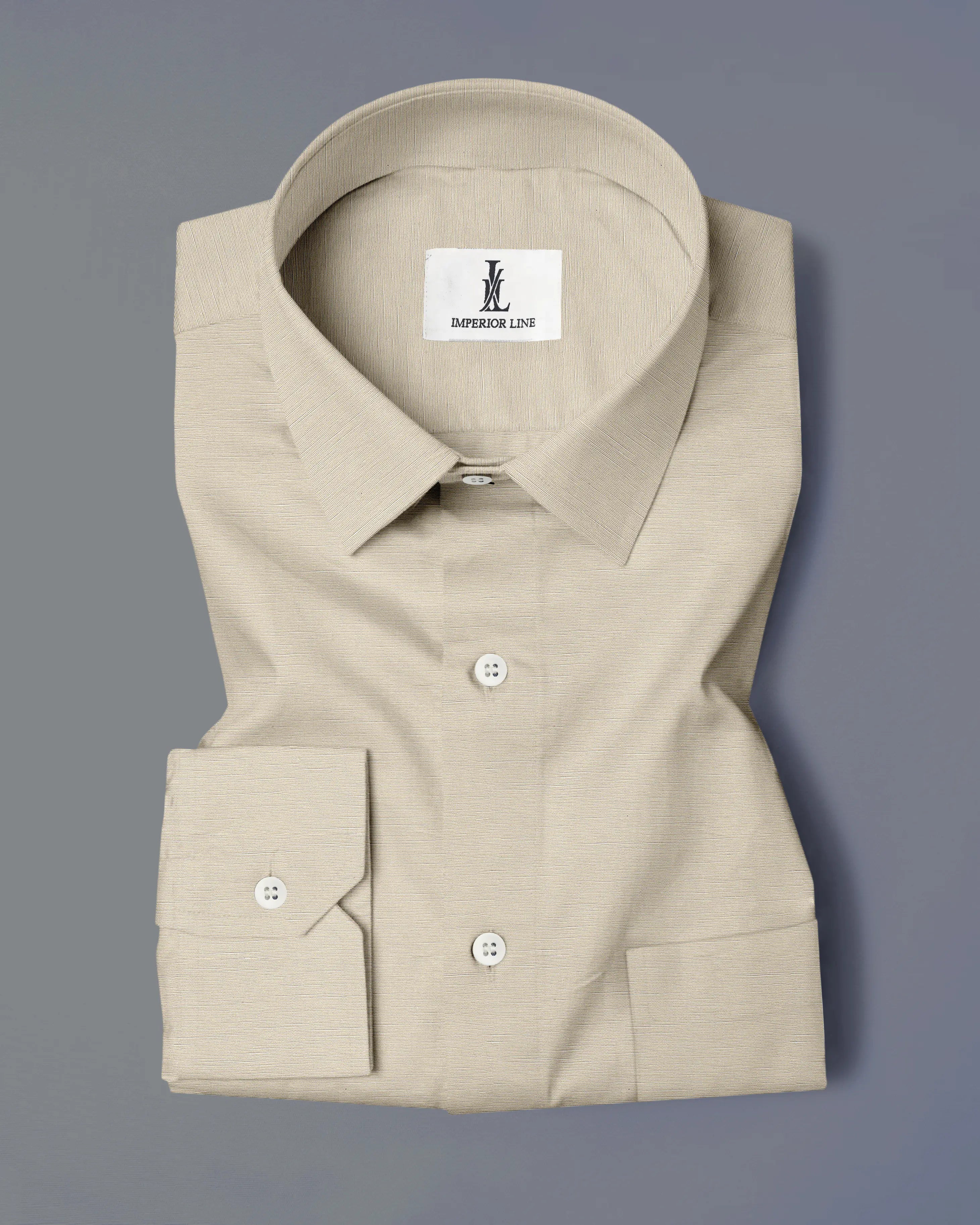 KHAKI SLUB PATTERN SOLID SHIRT