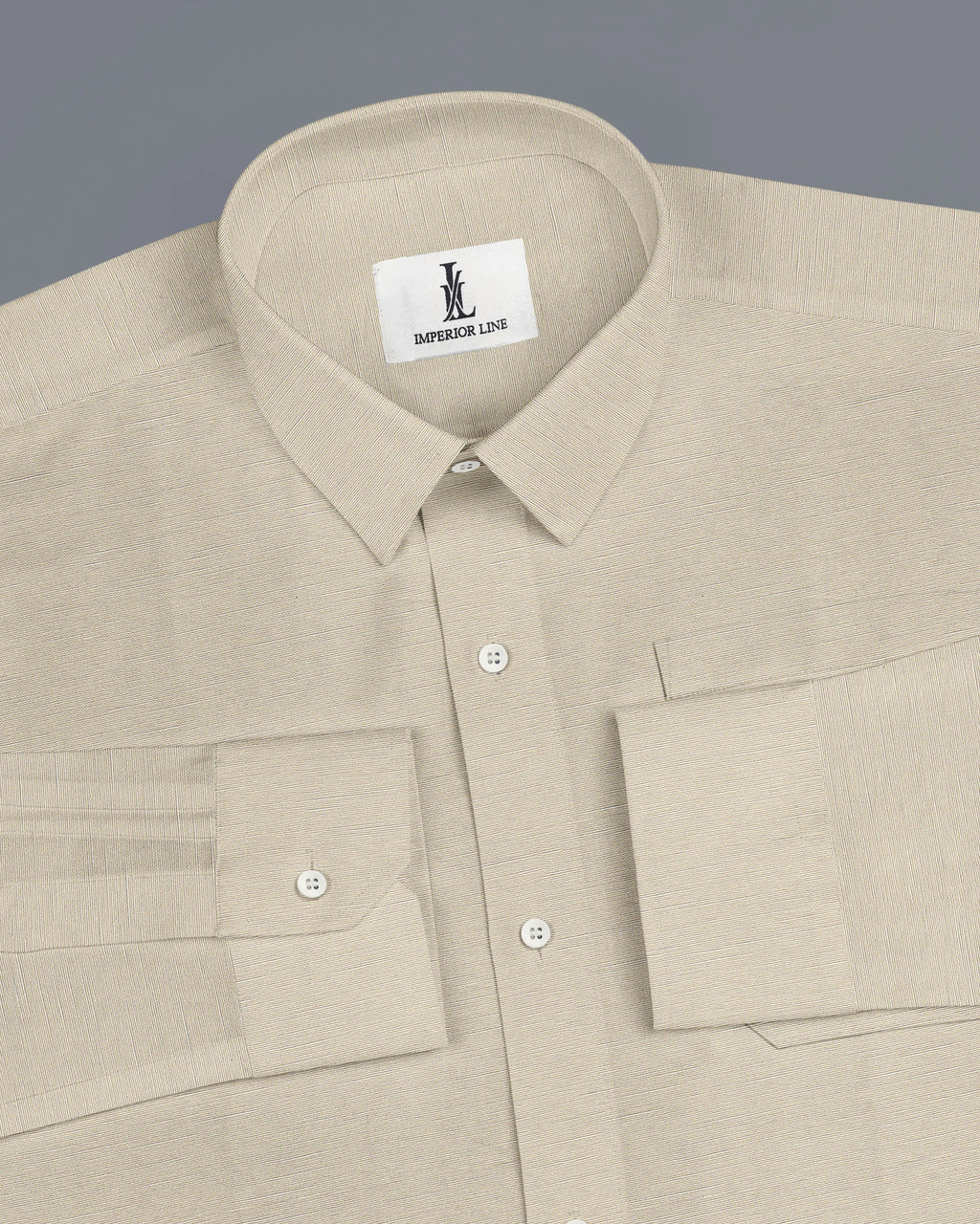 KHAKI SLUB PATTERN SOLID SHIRT