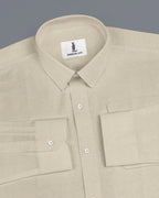 KHAKI SLUB PATTERN SOLID SHIRT