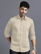 KHAKI SLUB PATTERN SOLID SHIRT