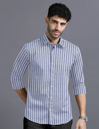 DARK GRAY BUTCHER'S STRIPE OXFORD SHIRT