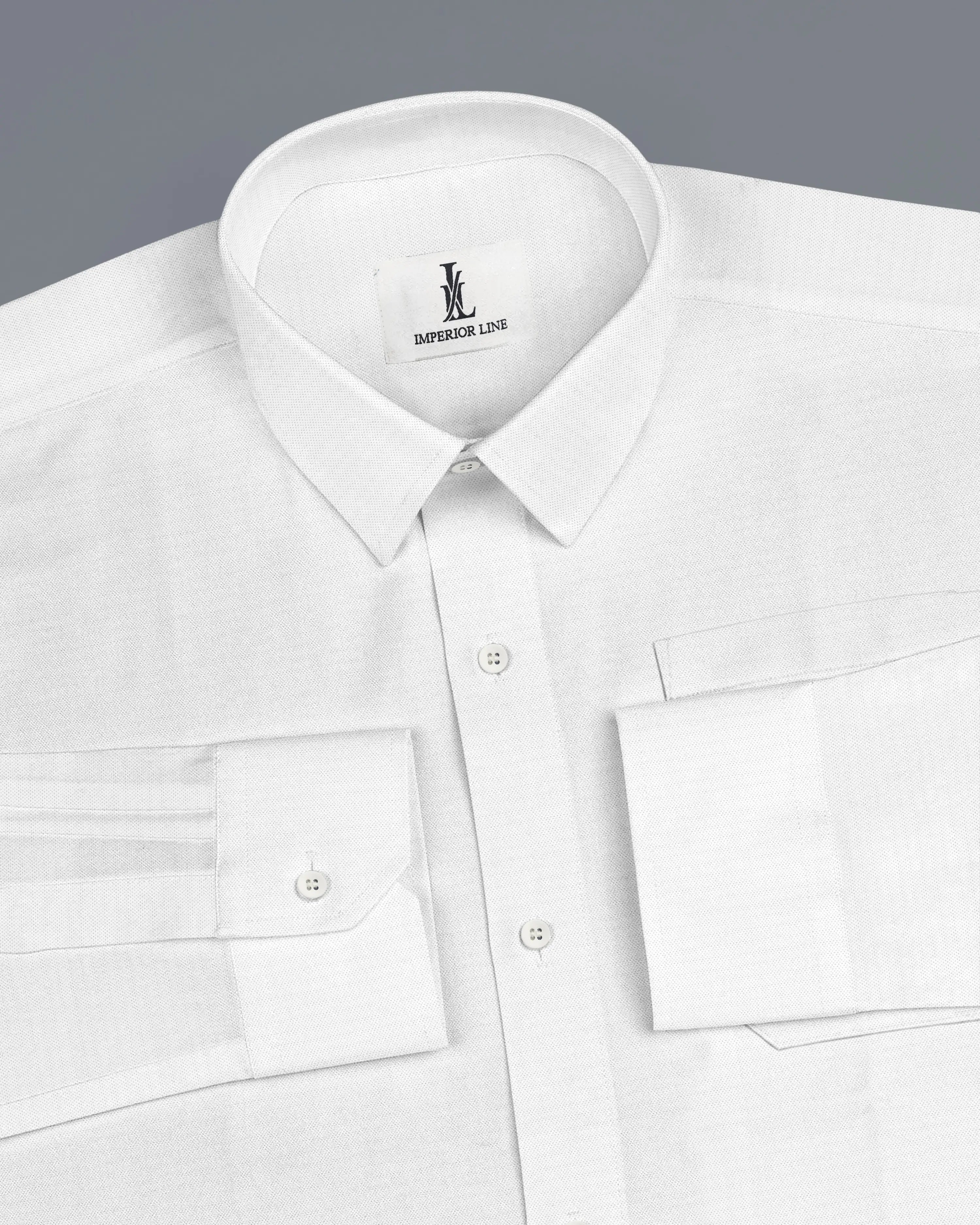 WHITE SLUB PATTERN SOLID SHIRT