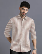 SOFT BROWN BUTCHER'S STRIPE OXFORD SHIRT