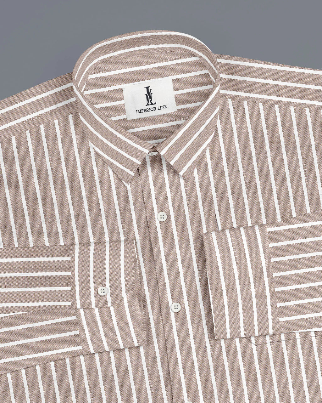 SOFT BROWN BUTCHER'S STRIPE OXFORD SHIRT