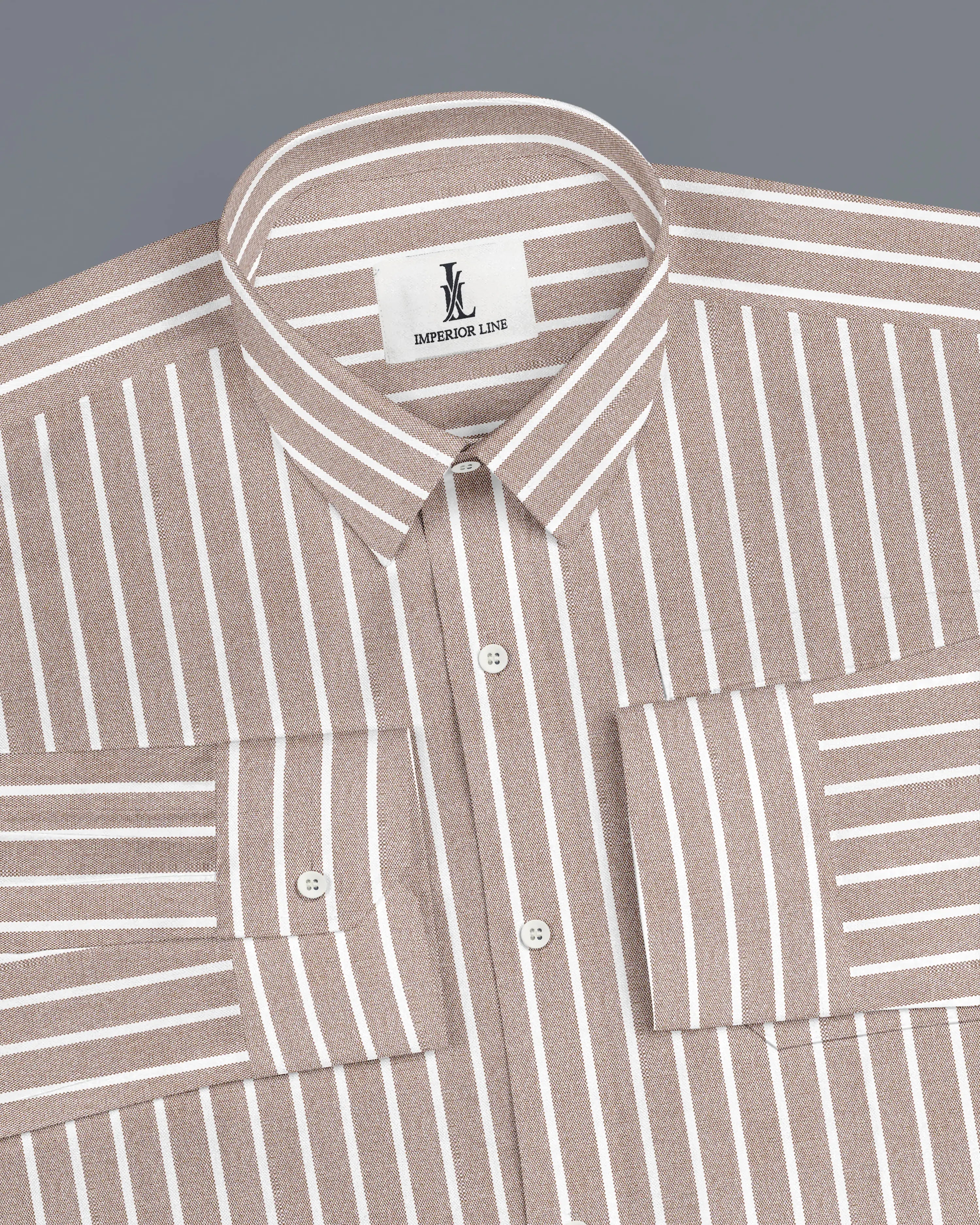 SOFT BROWN BUTCHER'S STRIPE OXFORD SHIRT
