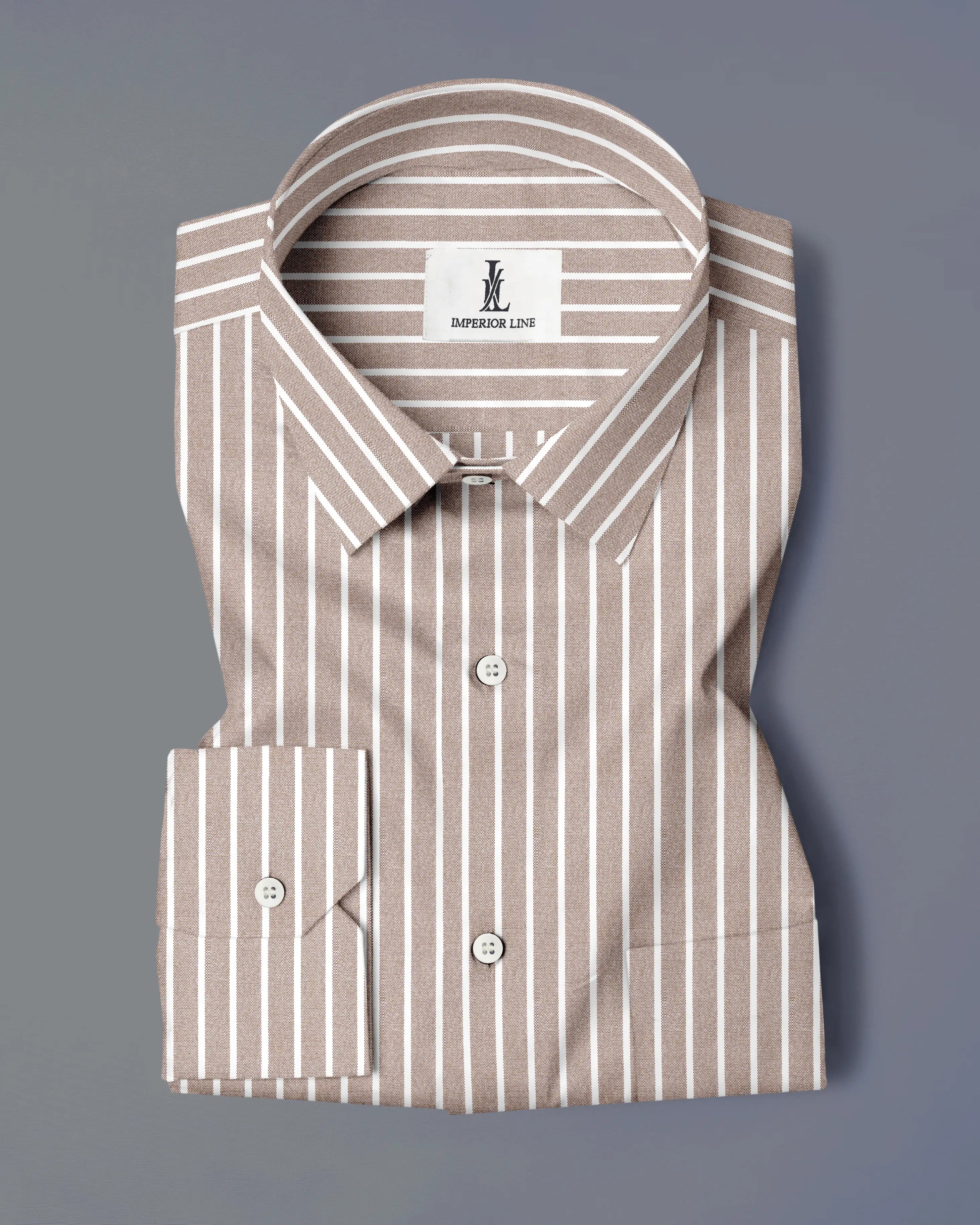 SOFT BROWN BUTCHER'S STRIPE OXFORD SHIRT