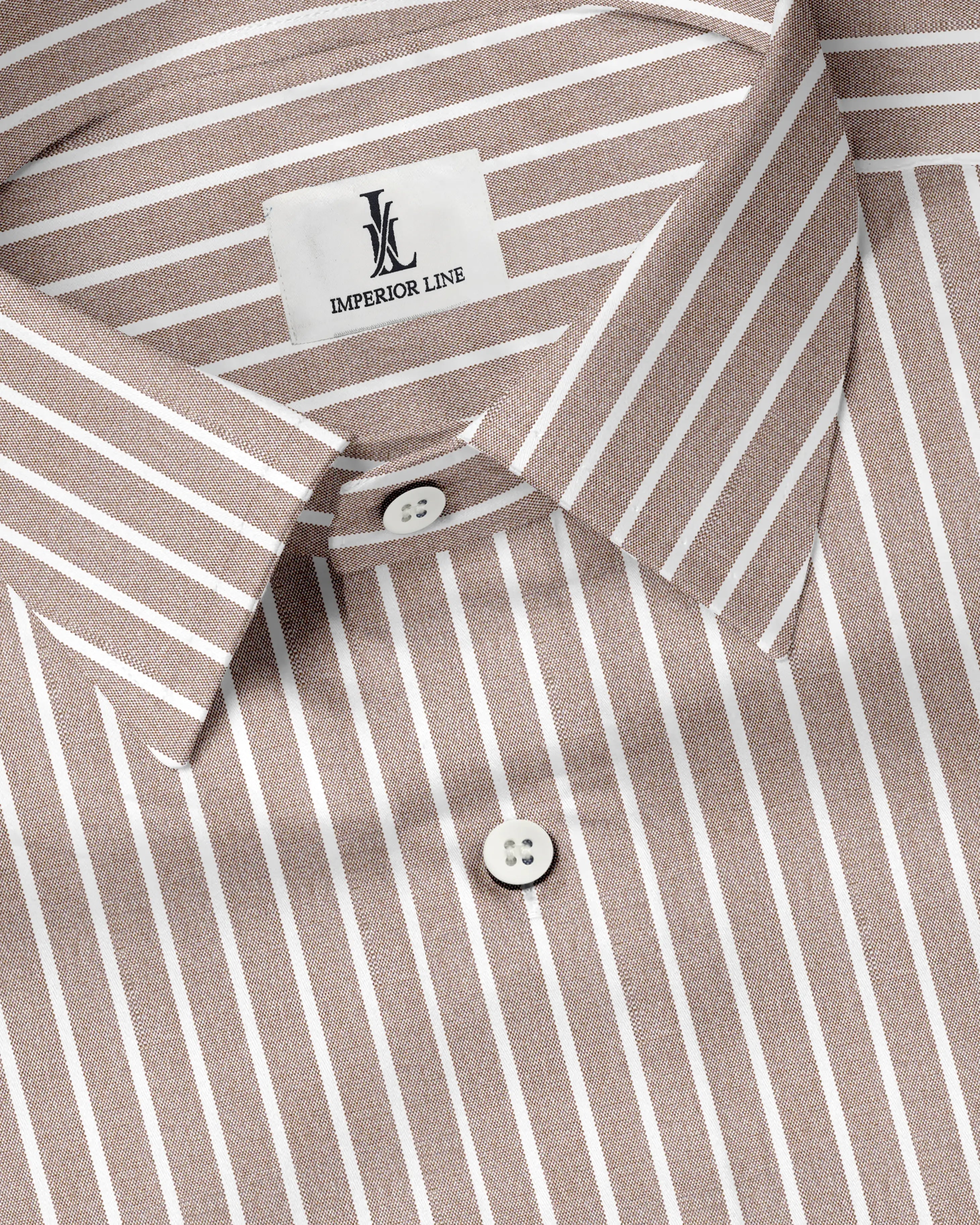 SOFT BROWN BUTCHER'S STRIPE OXFORD SHIRT