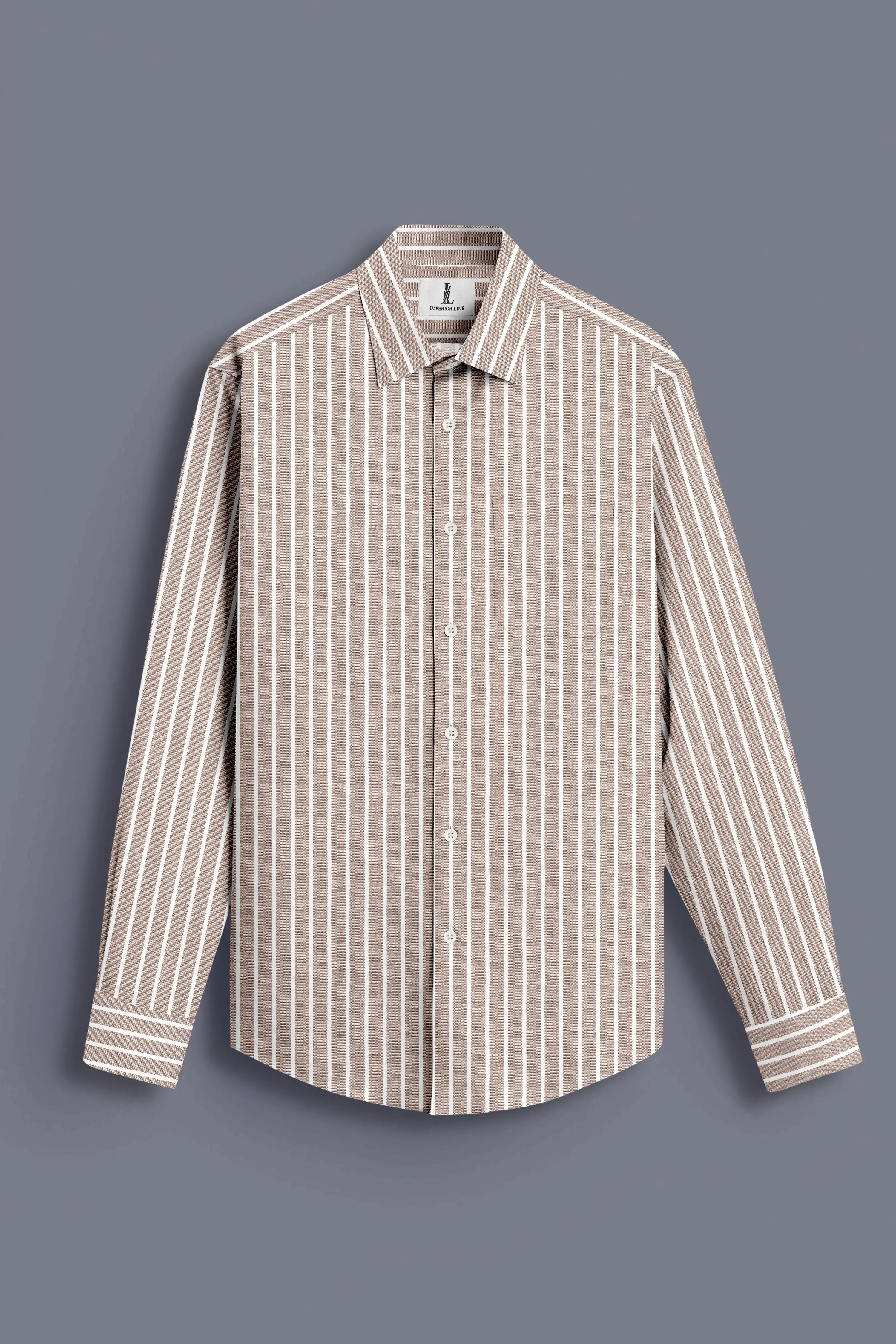 SOFT BROWN BUTCHER'S STRIPE OXFORD SHIRT