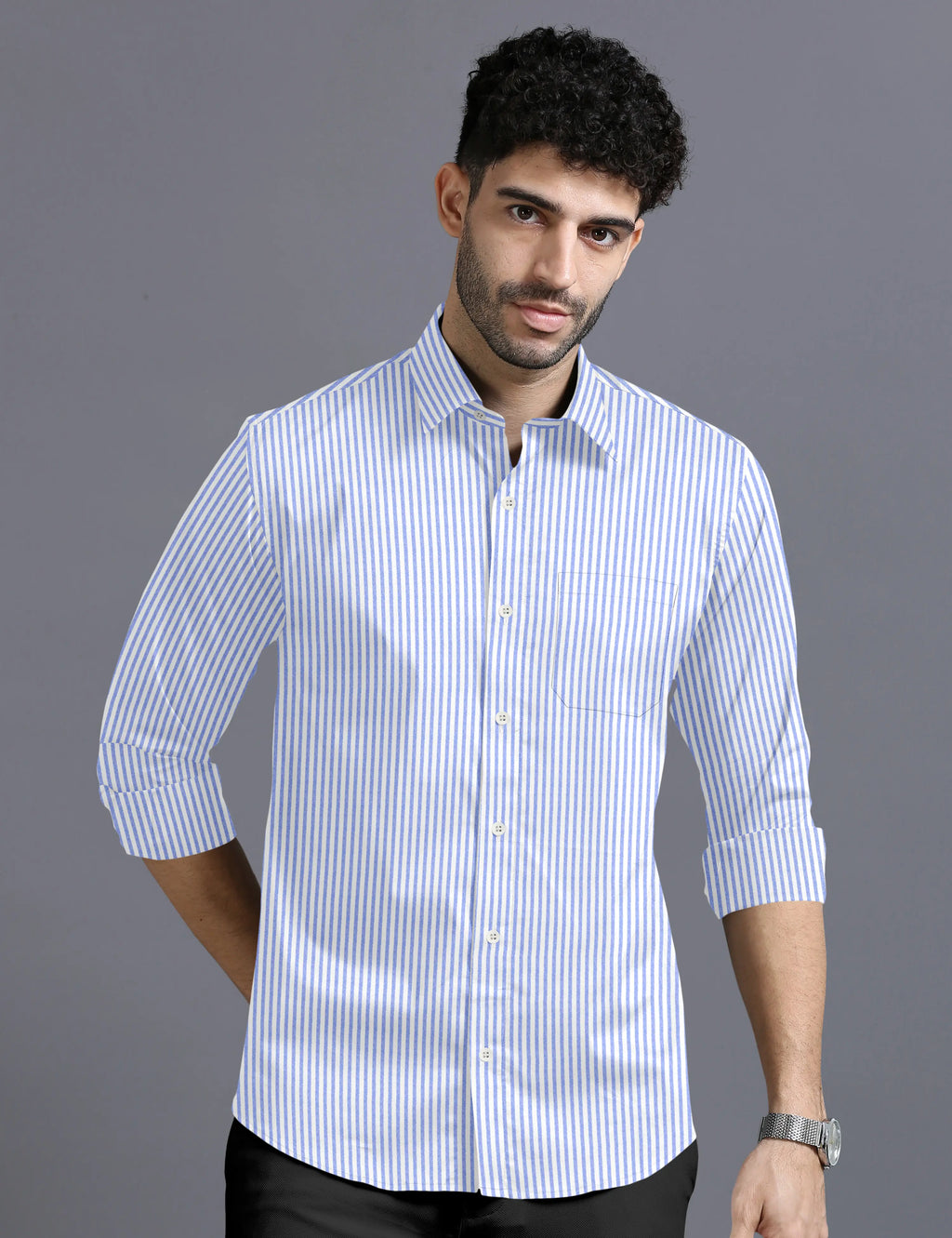 BLUE & WHITE BENGAL STRIPE OXFORD SHIRT